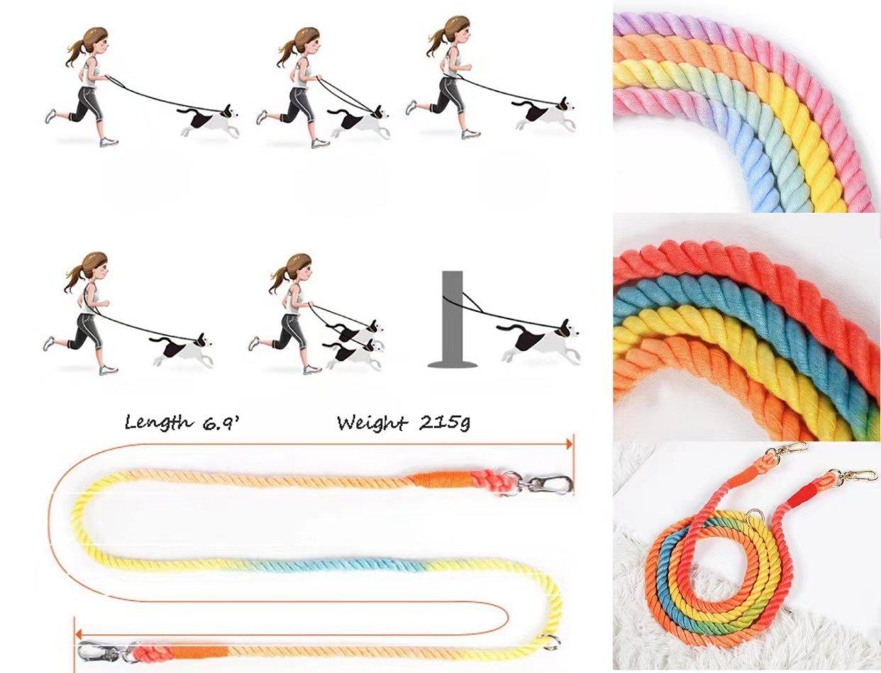 HANDS FREE DOG ROPE LEASH - COTTON CORAL PAWSOME PETS