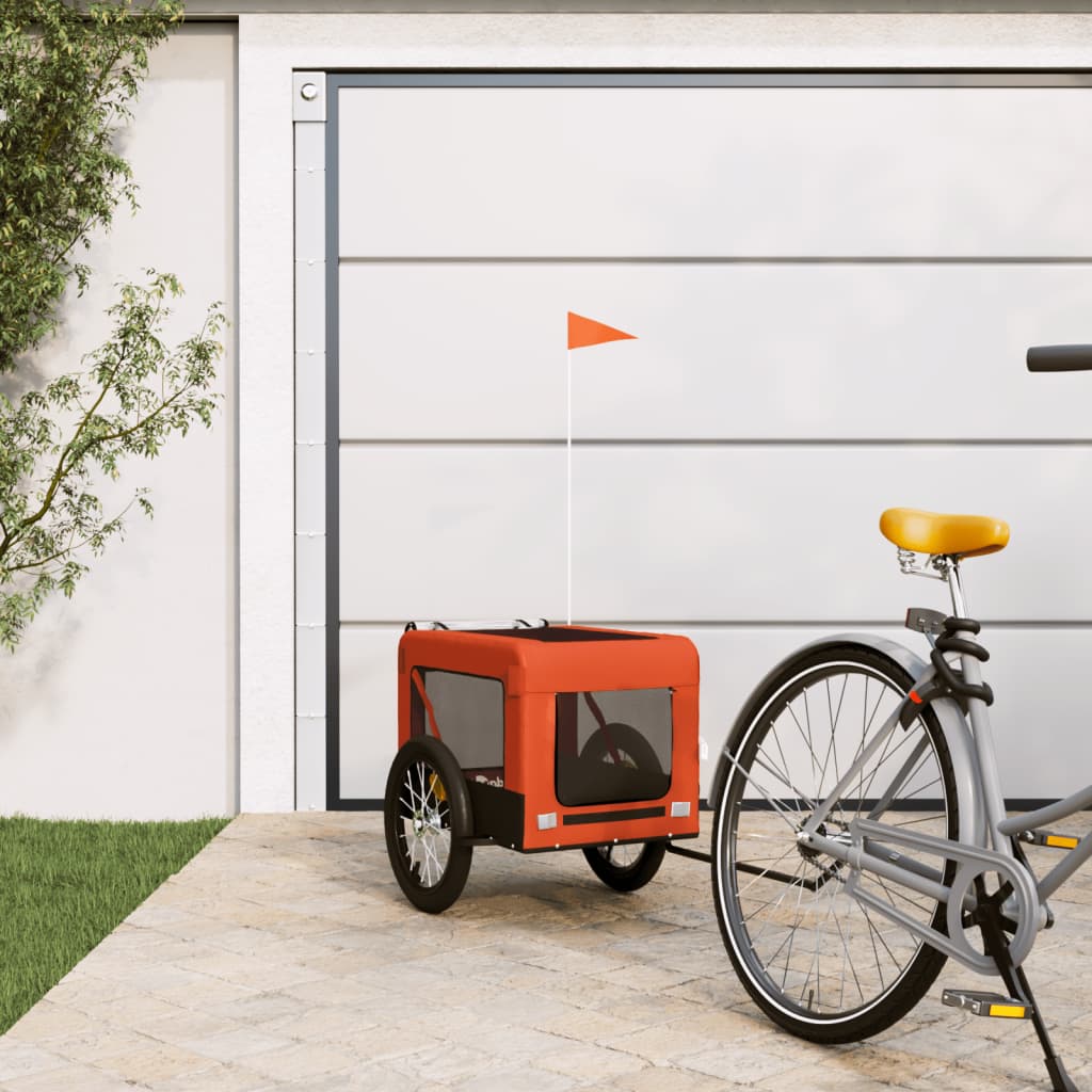 Vidaxl dog bike trailer oxford fabric and iron orange and black