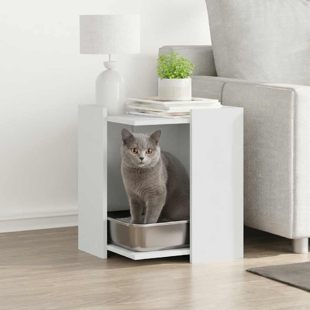 Vidaxxl cat litter cabinet 42x42x51 cm finished wood white VidaXL