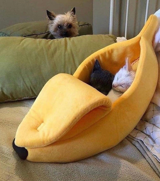 Banana Kattenbed Super Zacht En Knus Verstopplek Velcro Sluiting Katvriendelijk Ontwerp