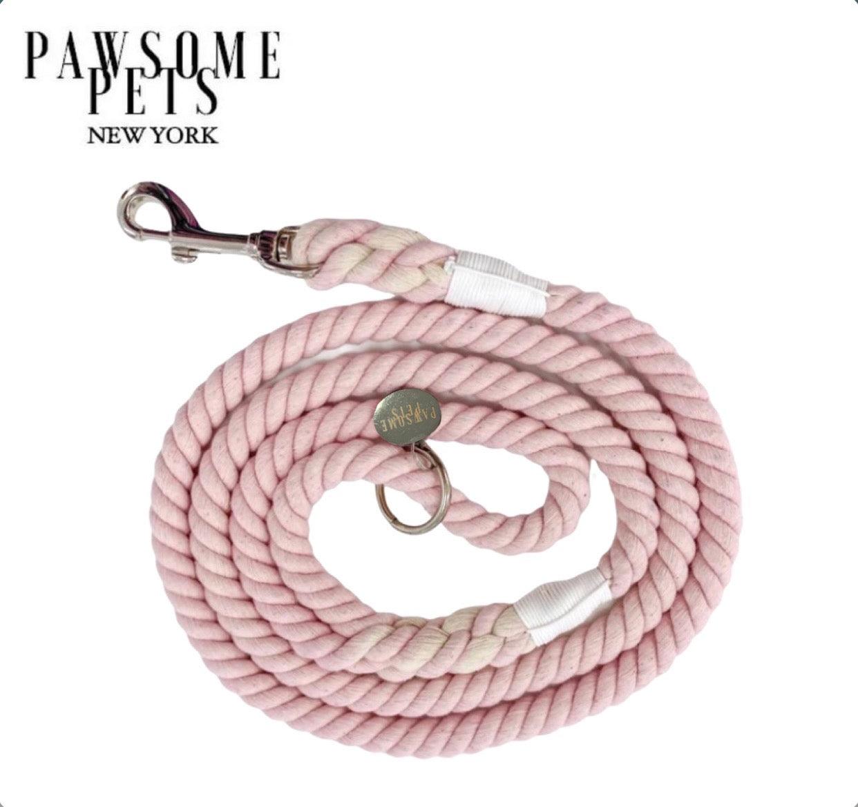 ROPE LEASH - SILVER PINK Pawsome Pets New York® Official Site