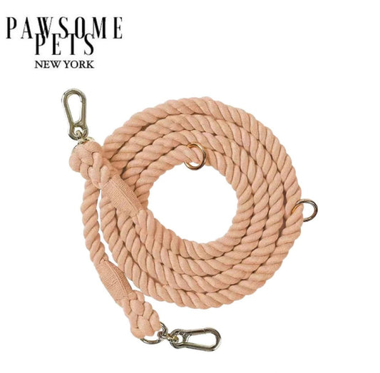 HANDS FREE DOG ROPE LEASH - COTTON CORAL PAWSOME PETS