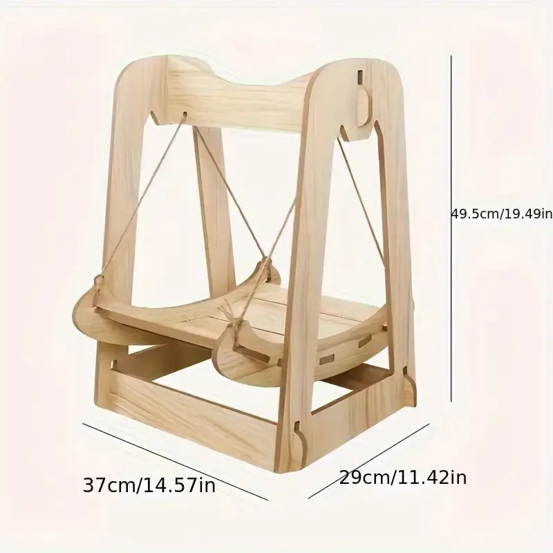 Wooden Rocking Bed Cat Furniture - Double Layer Cat Hammock CAN
