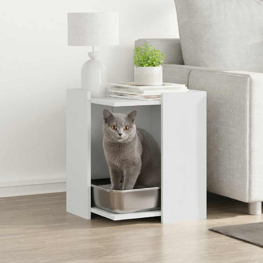 Vidaxxl cat litter cabinet 42x42x51 cm finished wood white VidaXL