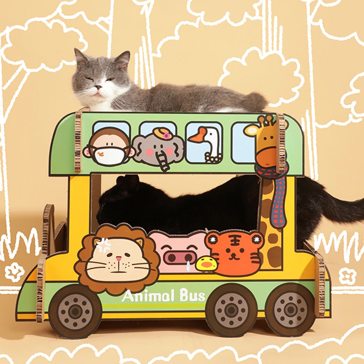 Animal Bus Green Cat Scratching Board Tiny Pet