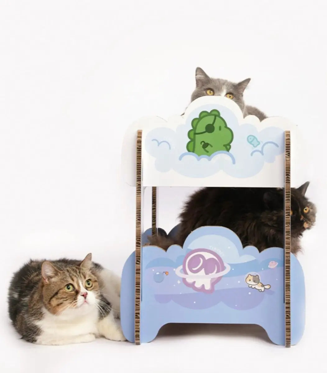 Boys' Dormitory Blue Cat Scratching Board Tiny Pet