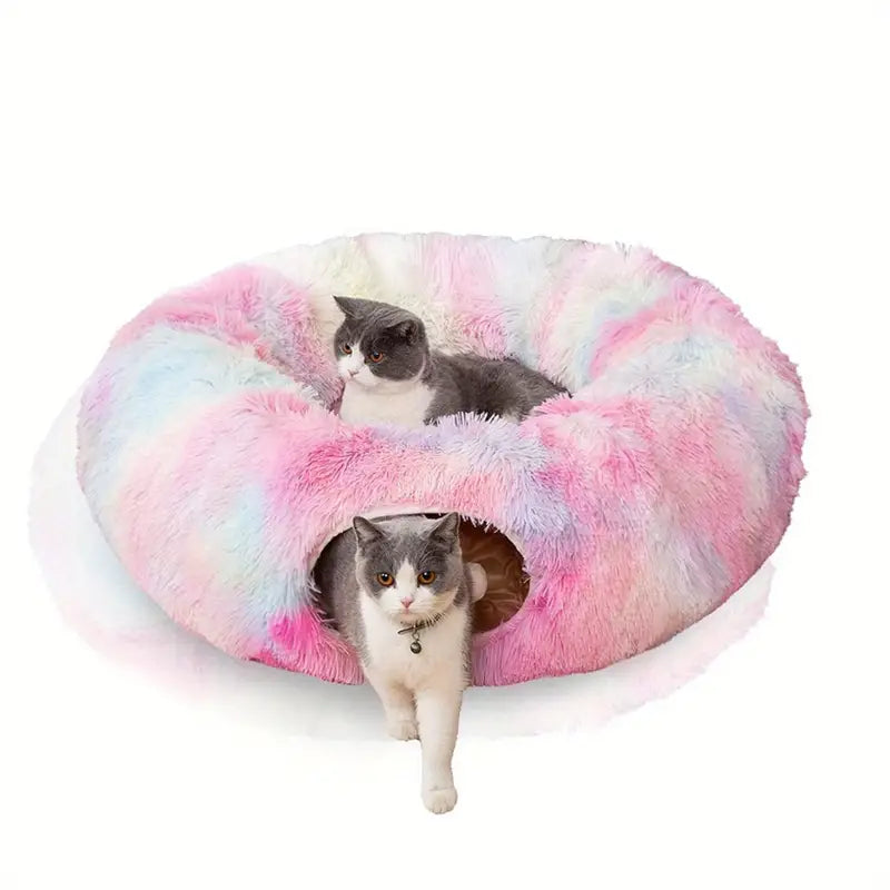 Cozy Plush Cat Tunnel Nest with Hanging Ball Toy - Perfect Kitten Hideaway TM