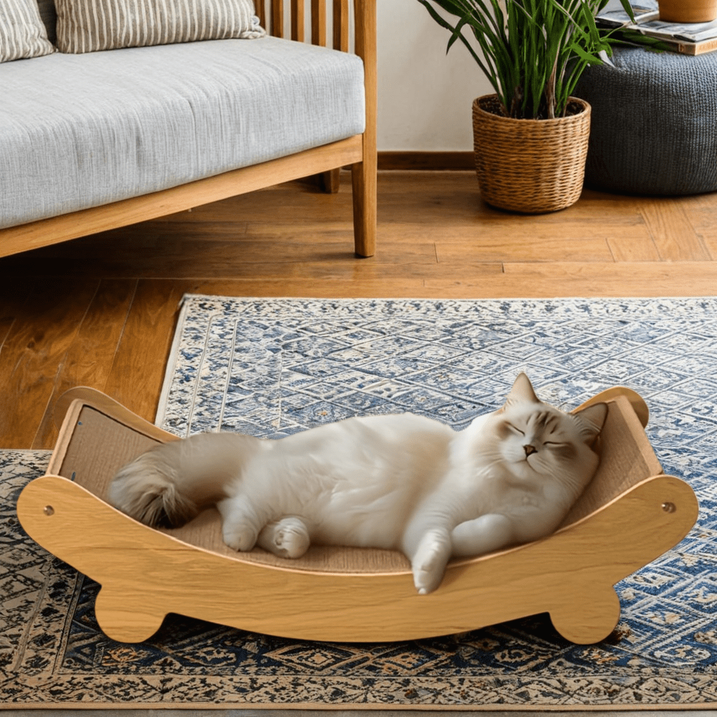 Space-Saving Wooden Cat Scratcher Tower For Cats LPT