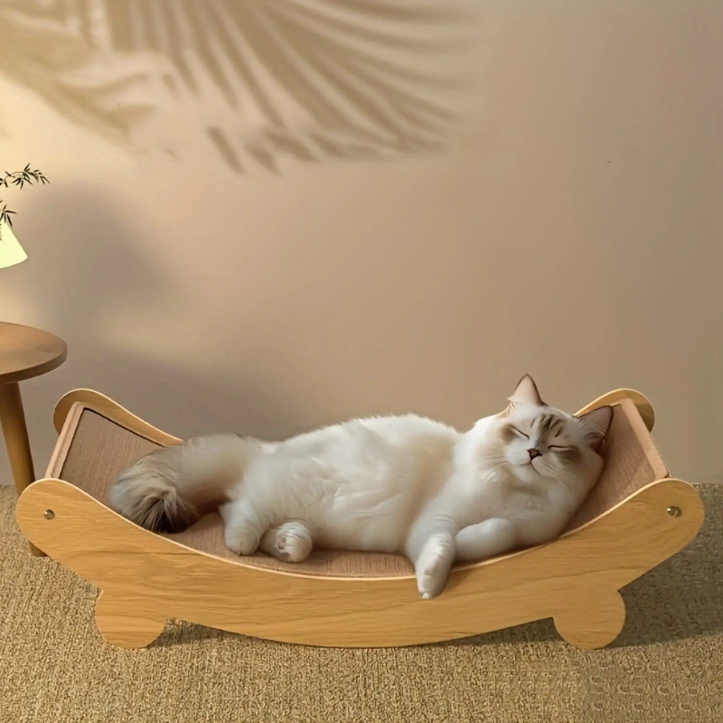 Space-Saving Wooden Cat Scratcher Tower for Cats TM
