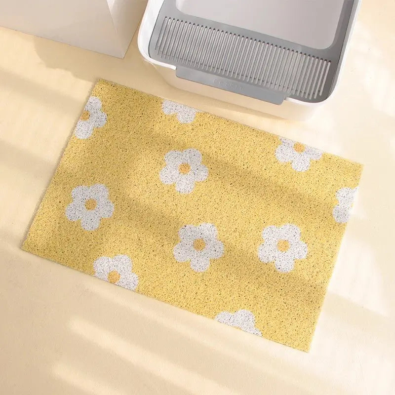Floral PVC Coil Cat Litter Trapping Mat Meoof