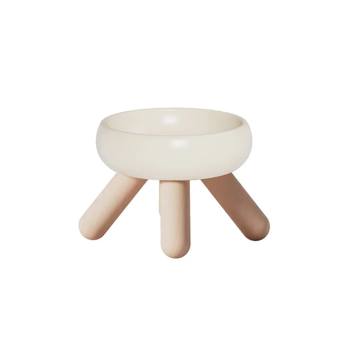 Gulu Elevated Ceramic Pet Food Bowl with Wooden Stand Meoof