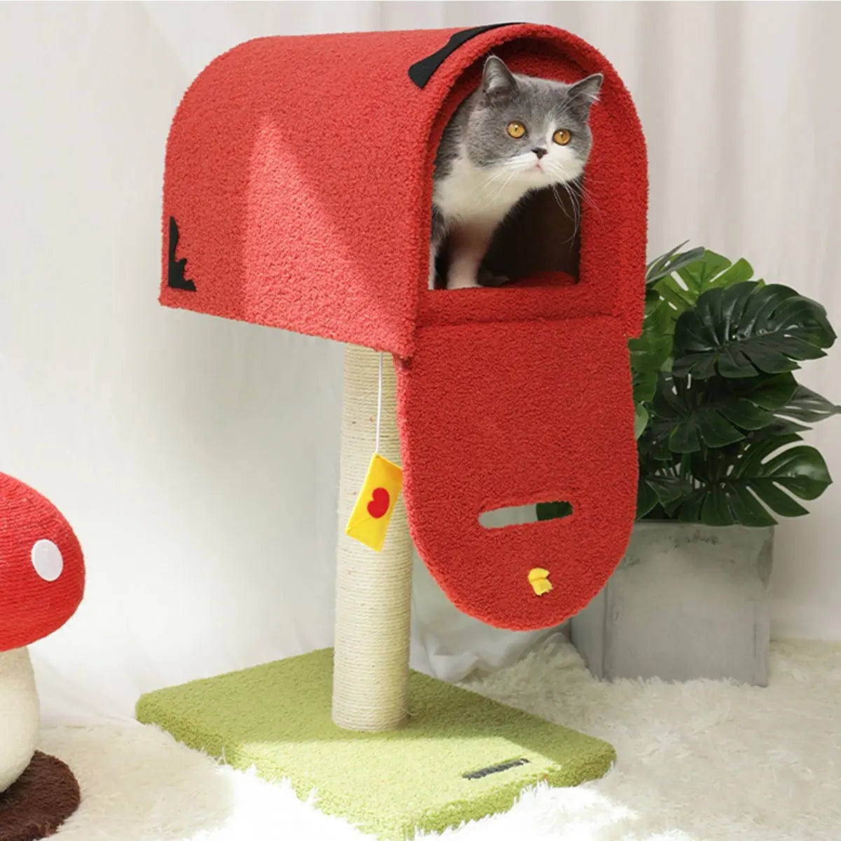 Mailbox Red Climbing Frame Cat Tree Tiny Pet