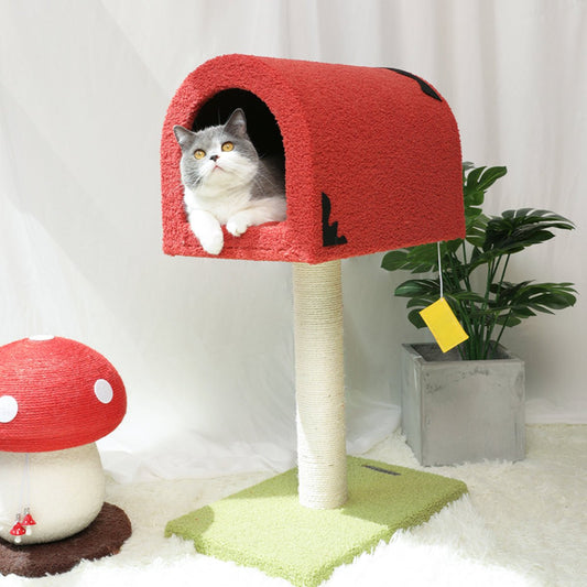 Mailbox Red Climbing Frame Cat Tree Tiny Pet