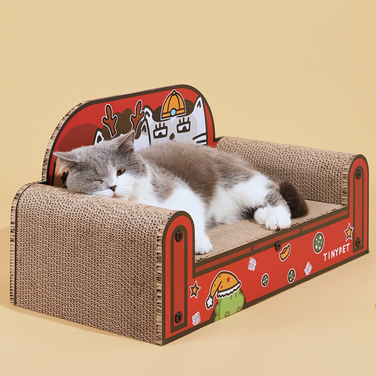 One Family Red Small Sofa Cat Scratching Board Tiny Pet